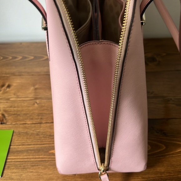 NWOT Kate Spade Light Pink, Double Zippered Bowling Shoulder Bag - Picture 8 of 13